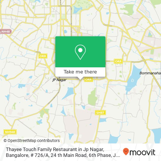 Thayee Touch Family Restaurant in Jp Nagar, Bangalore, # 726 / A, 24 th Main Road, 6th Phase, J.P Nag map