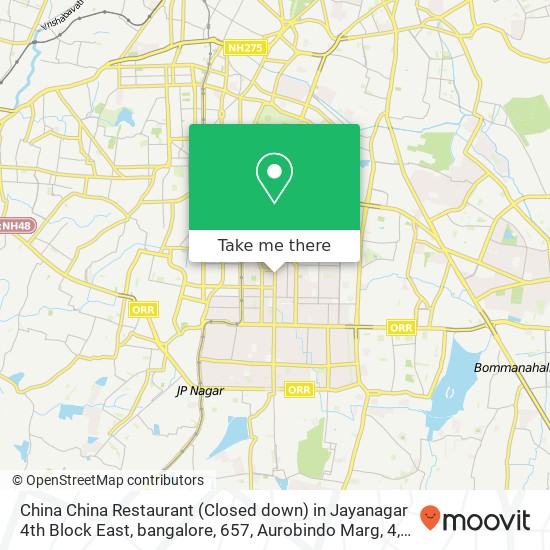 China China Restaurant (Closed down) in Jayanagar 4th Block East, bangalore, 657, Aurobindo Marg, 4 map