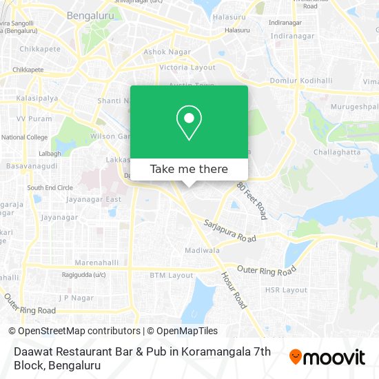 Daawat Restaurant Bar & Pub in Koramangala 7th Block map