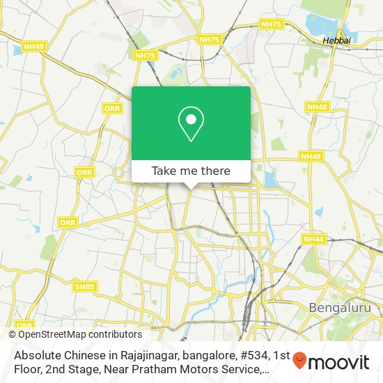 Absolute Chinese in Rajajinagar, bangalore, #534, 1st Floor, 2nd Stage, Near Pratham Motors Service map