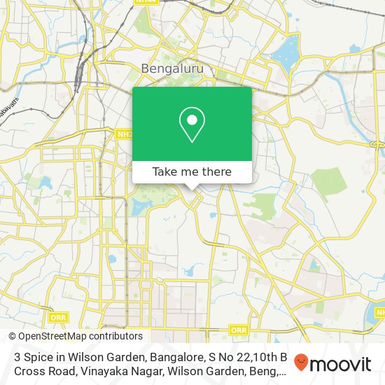 3 Spice in Wilson Garden, Bangalore, S No 22,10th B Cross Road, Vinayaka Nagar, Wilson Garden, Beng map