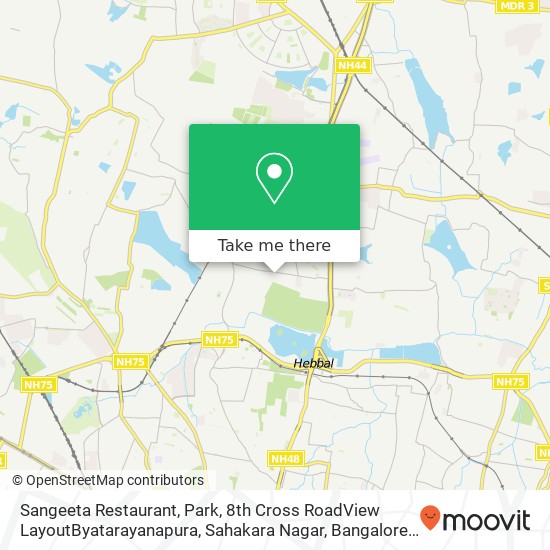 Sangeeta Restaurant, Park, 8th Cross RoadView LayoutByatarayanapura, Sahakara Nagar, Bangalore - 56 map