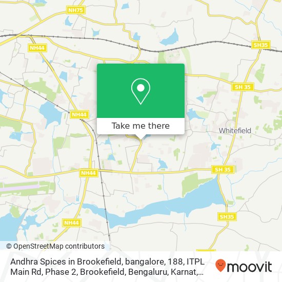Andhra Spices in Brookefield, bangalore, 188, ITPL Main Rd, Phase 2, Brookefield, Bengaluru, Karnat map