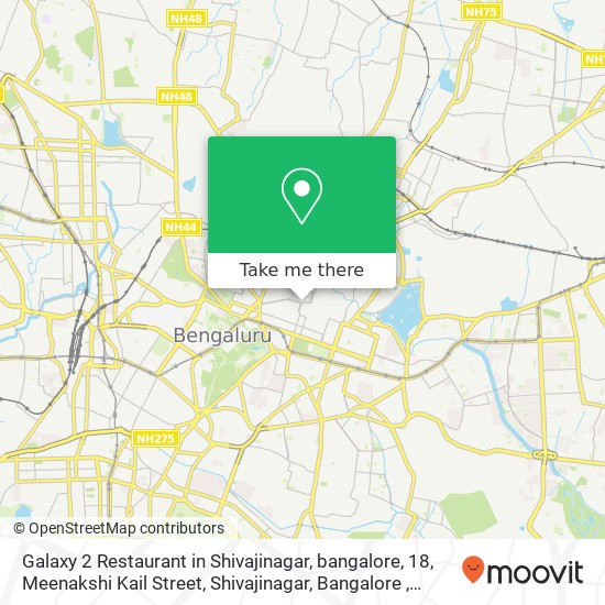 Galaxy 2 Restaurant in Shivajinagar, bangalore, 18, Meenakshi Kail Street, Shivajinagar, Bangalore map