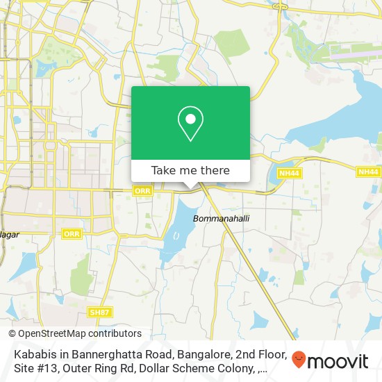 Kababis in Bannerghatta Road, Bangalore, 2nd Floor, Site #13, Outer Ring Rd, Dollar Scheme Colony, map