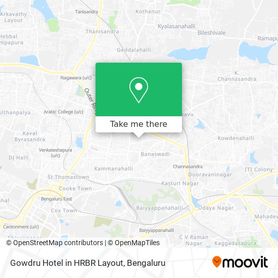 Gowdru Hotel in HRBR Layout map