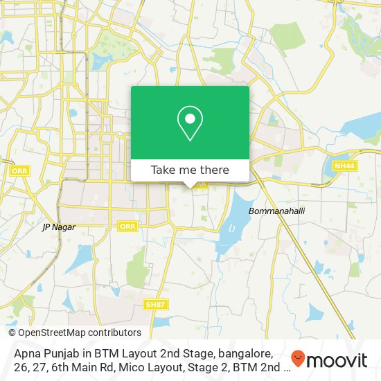 Apna Punjab in BTM Layout 2nd Stage, bangalore, 26, 27, 6th Main Rd, Mico Layout, Stage 2, BTM 2nd map