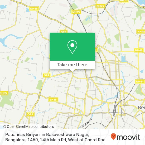 Papannas Biriyani in Basaveshwara Nagar, Bangalore, 1460, 14th Main Rd, West of Chord Road 2nd Stag map