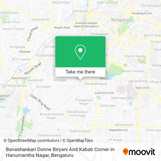 Banashankari Donne Biryani And Kabab Corner in Hanumantha Nagar map