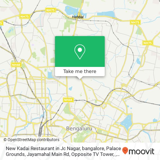 New Kadai Restaurant in Jc Nagar, bangalore, Palace Grounds, Jayamahal Main Rd, Opposite TV Tower, map