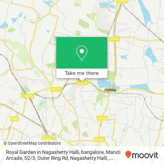 Royal Garden in Nagashetty Halli, bangalore, Maruti Arcade, 52 / 3, Outer Ring Rd, Nagashetty Halli, map