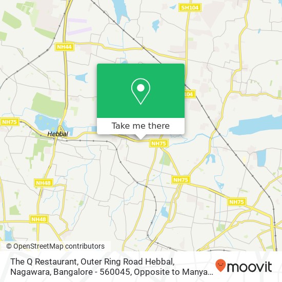 The Q Restaurant, Outer Ring Road Hebbal, Nagawara, Bangalore - 560045, Opposite to Manyata Tech Pa map