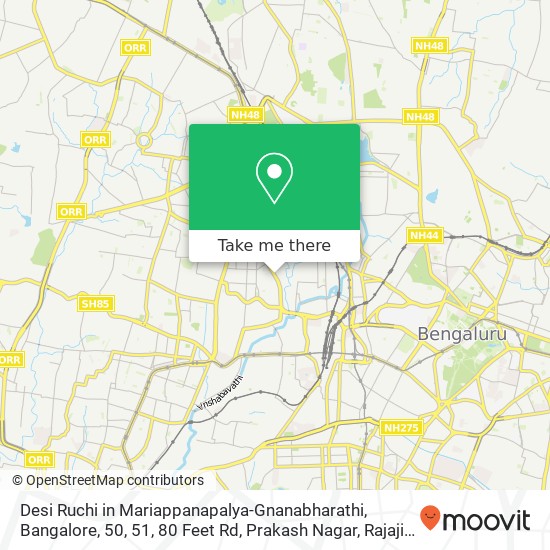 Desi Ruchi in Mariappanapalya-Gnanabharathi, Bangalore, 50, 51, 80 Feet Rd, Prakash Nagar, Rajaji N map