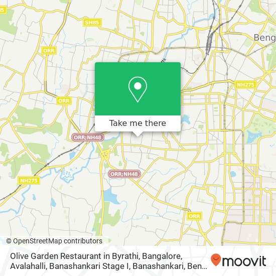 Olive Garden Restaurant in Byrathi, Bangalore, Avalahalli, Banashankari Stage I, Banashankari, Beng map