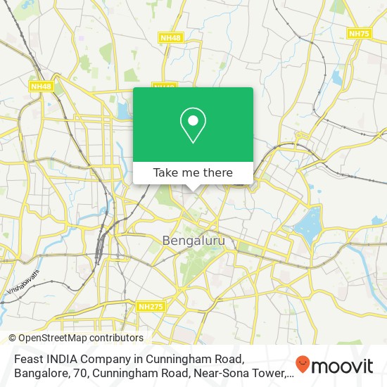 Feast INDIA Company in Cunningham Road, Bangalore, 70, Cunningham Road, Near-Sona Tower, Cunningham map
