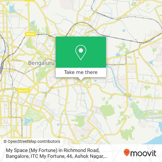 My Space (My Fortune) in Richmond Road, Bangalore, ITC My Fortune, 46, Ashok Nagar, Richmond Town, map