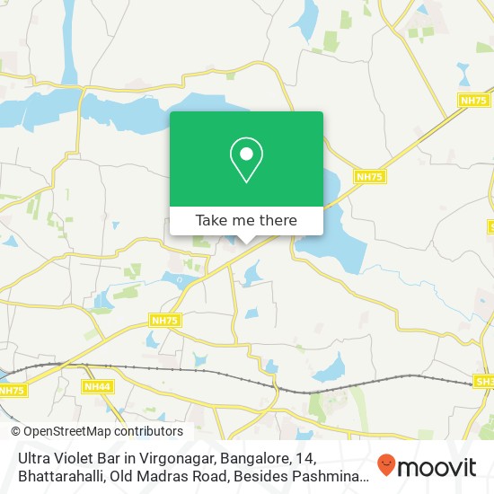 Ultra Violet Bar in Virgonagar, Bangalore, 14, Bhattarahalli, Old Madras Road, Besides Pashmina Wat map