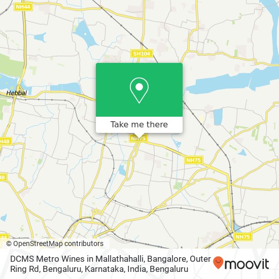 DCMS Metro Wines in Mallathahalli, Bangalore, Outer Ring Rd, Bengaluru, Karnataka, India map