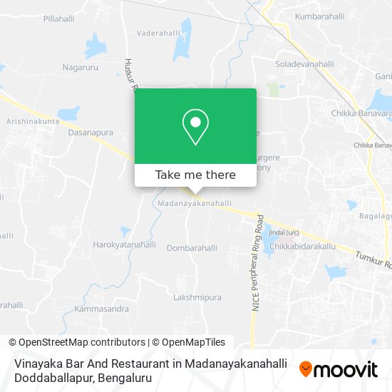 Vinayaka Bar And Restaurant in Madanayakanahalli Doddaballapur map