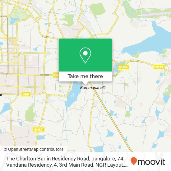 The Charlton Bar in Residency Road, bangalore, 74, Vandana Residency, 4, 3rd Main Road, NGR Layout, map