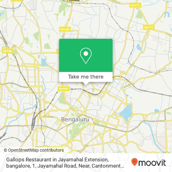 Gallops Restaurant in Jayamahal Extension, bangalore, 1, Jayamahal Road, Near, Cantonment Railway S map