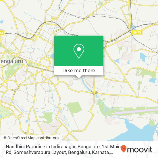 Nandhini Paradise in Indiranagar, Bangalore, 1st Main Rd, Someshvarapura Layout, Bengaluru, Karnata map