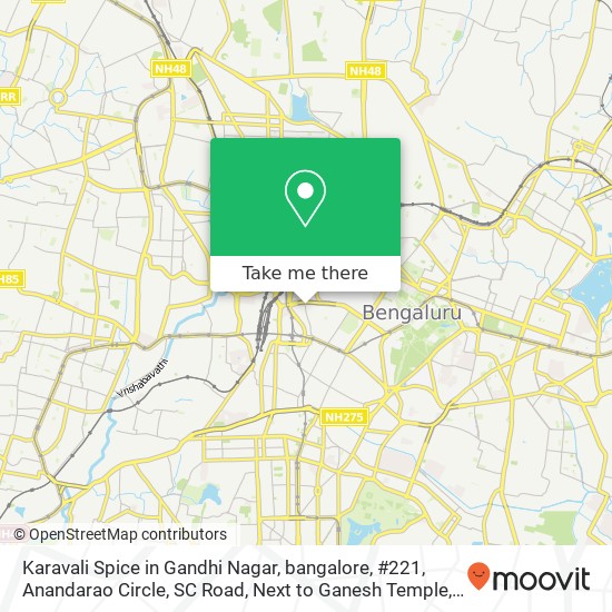 Karavali Spice in Gandhi Nagar, bangalore, #221, Anandarao Circle, SC Road, Next to Ganesh Temple, map