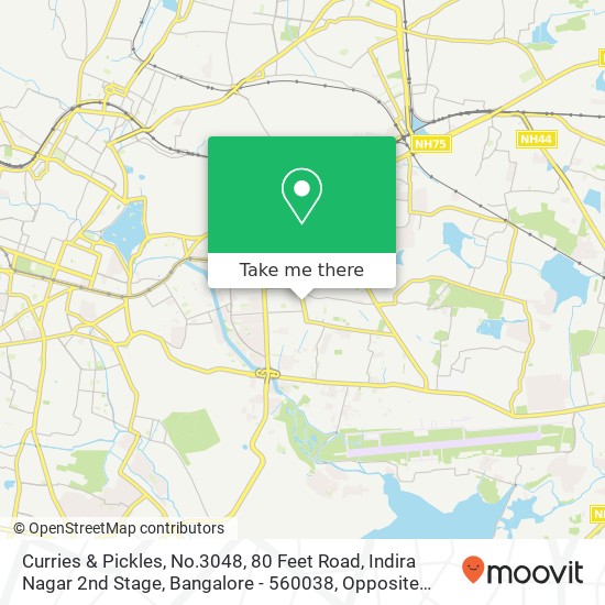 Curries & Pickles, No.3048, 80 Feet Road, Indira Nagar 2nd Stage, Bangalore - 560038, Opposite Monk map