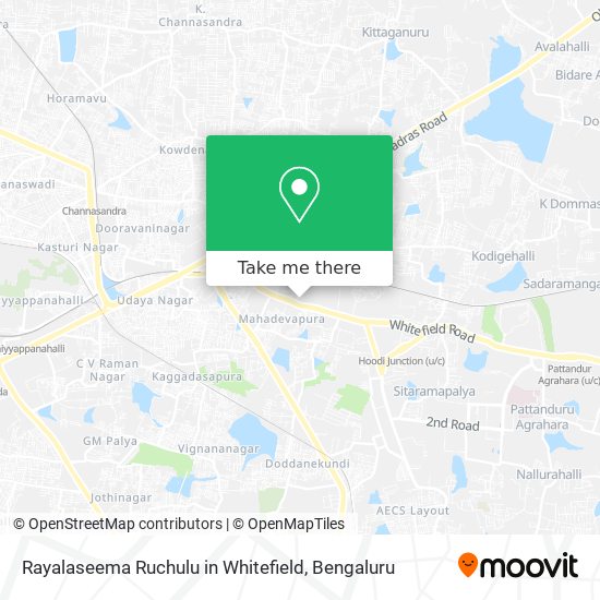 Rayalaseema Ruchulu in Whitefield map
