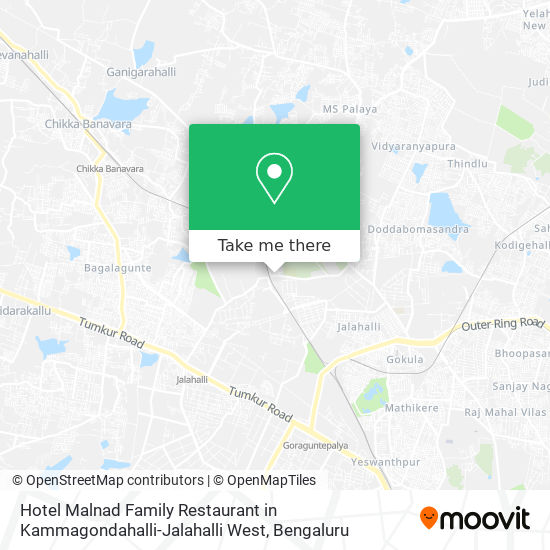 Hotel Malnad Family Restaurant in Kammagondahalli-Jalahalli West map