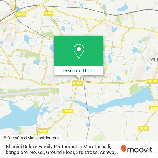 Bhagini Deluxe Family Restaurant in Marathahalli, bangalore, No. 62, Ground Floor, 3rd Cross, Ashwa map