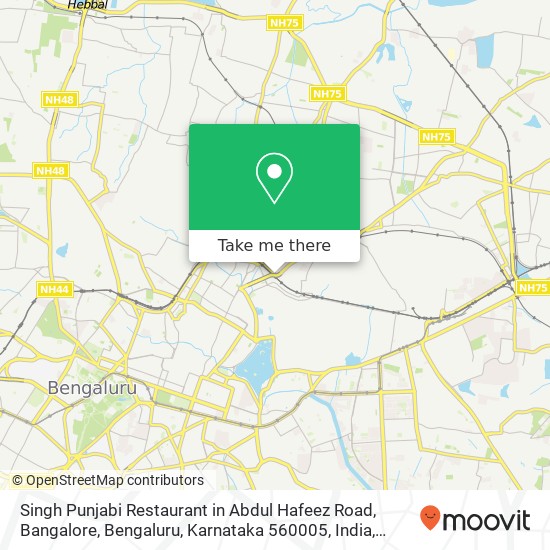 Singh Punjabi Restaurant in Abdul Hafeez Road, Bangalore, Bengaluru, Karnataka 560005, India map