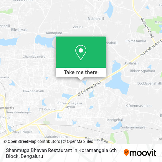 Shanmuga Bhavan Restaurant in Koramangala 6th Block map