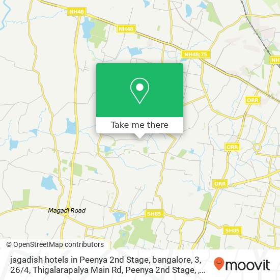 jagadish hotels in Peenya 2nd Stage, bangalore, 3, 26 / 4, Thigalarapalya Main Rd, Peenya 2nd Stage, map