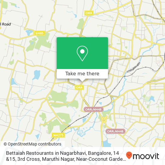 Bettaiah Restourants in Nagarbhavi, Bangalore, 14 &15, 3rd Cross, Maruthi Nagar, Near-Coconut Garde map