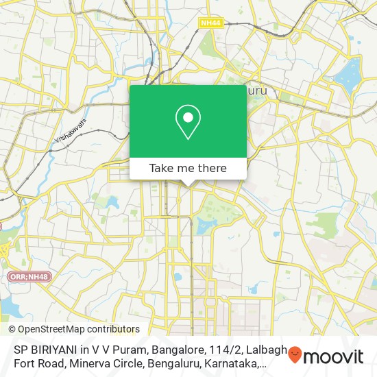 SP BIRIYANI in V V Puram, Bangalore, 114 / 2, Lalbagh Fort Road, Minerva Circle, Bengaluru, Karnataka map