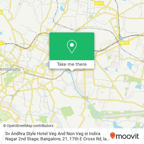 Sv Andhra Style Hotel Veg And Non Veg in Indira Nagar 2nd Stage, Bangalore, 21, 17th E Cross Rd, la map