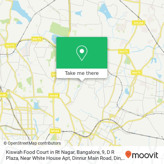 Kiswah Food Court in Rt Nagar, Bangalore, 9, D R Plaza, Near White House Apt, Dinnur Main Road, Din map