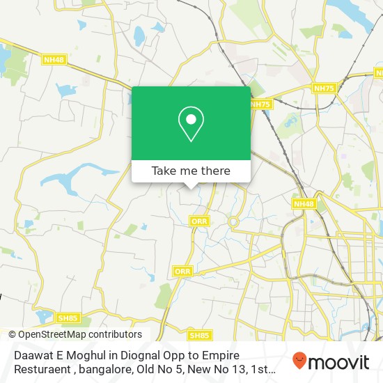 Daawat E Moghul in Diognal Opp to Empire Resturaent , bangalore, Old No 5, New No 13, 1st Main,, 1s map