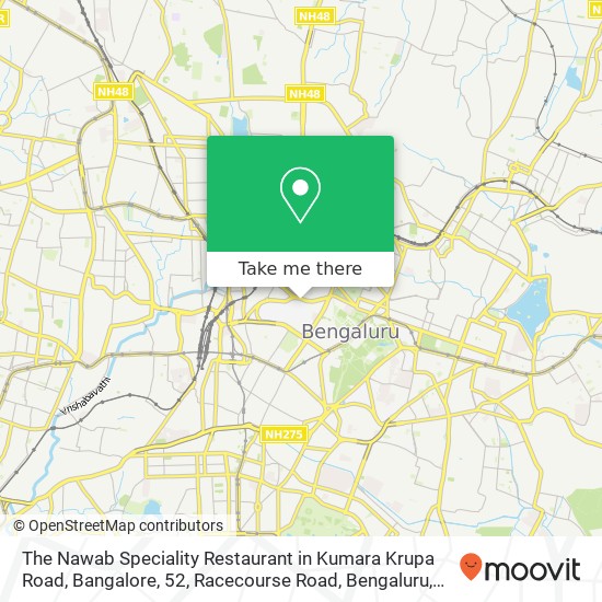 The Nawab Speciality Restaurant in Kumara Krupa Road, Bangalore, 52, Racecourse Road, Bengaluru, Ka map