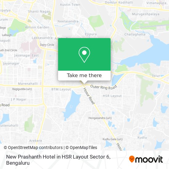 New Prashanth Hotel in HSR Layout Sector 6 map