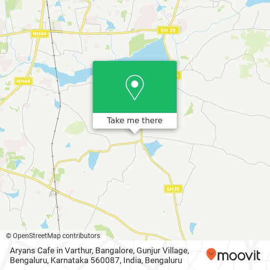 Aryans Cafe in Varthur, Bangalore, Gunjur Village, Bengaluru, Karnataka 560087, India map