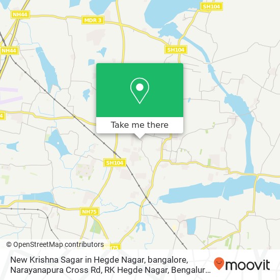 New Krishna Sagar in Hegde Nagar, bangalore, Narayanapura Cross Rd, RK Hegde Nagar, Bengaluru, Karn map