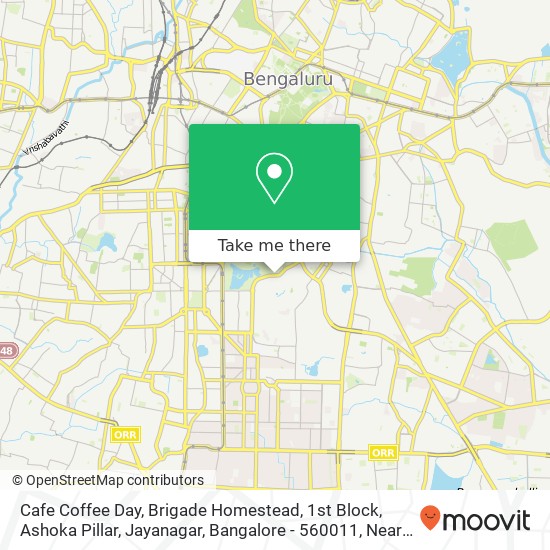 Cafe Coffee Day, Brigade Homestead, 1st Block, Ashoka Pillar, Jayanagar, Bangalore - 560011, Near M map