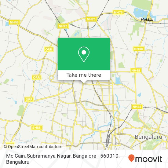 Mc Cain, Subramanya Nagar, Bangalore - 560010 map