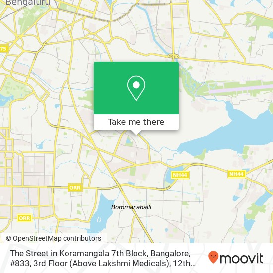 The Street in Koramangala 7th Block, Bangalore, #833, 3rd Floor (Above Lakshmi Medicals), 12th Main map
