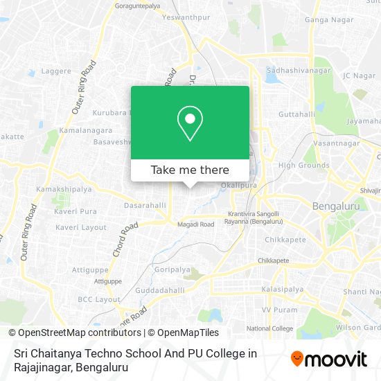 Sri Chaitanya Techno School And PU College in Rajajinagar map