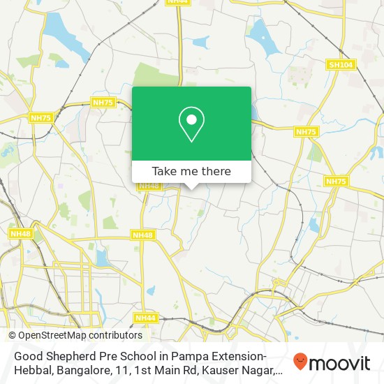 Good Shepherd Pre School in Pampa Extension-Hebbal, Bangalore, 11, 1st Main Rd, Kauser Nagar, Dinnu map