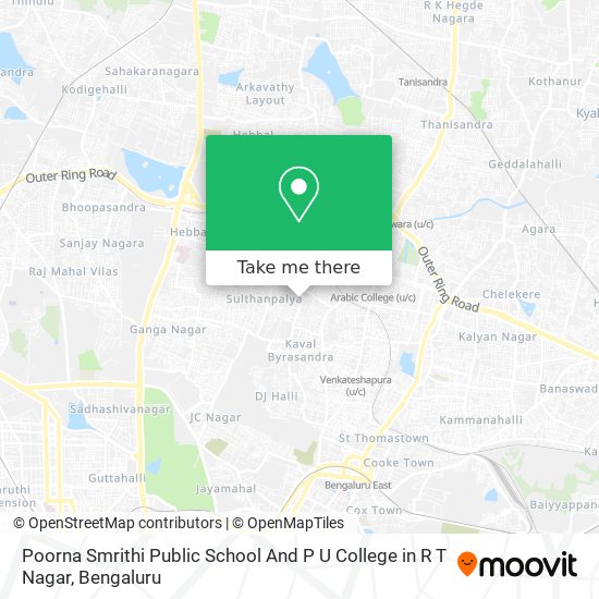 Poorna Smrithi Public School And P U College in R T Nagar map