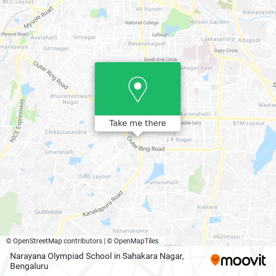 Narayana Olympiad School in Sahakara Nagar map